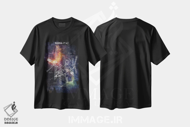 تیشرت مشکی طرح دار نمودار ایستگاه میر، تزئینی اثر جوزف فرناندو | immage.ir