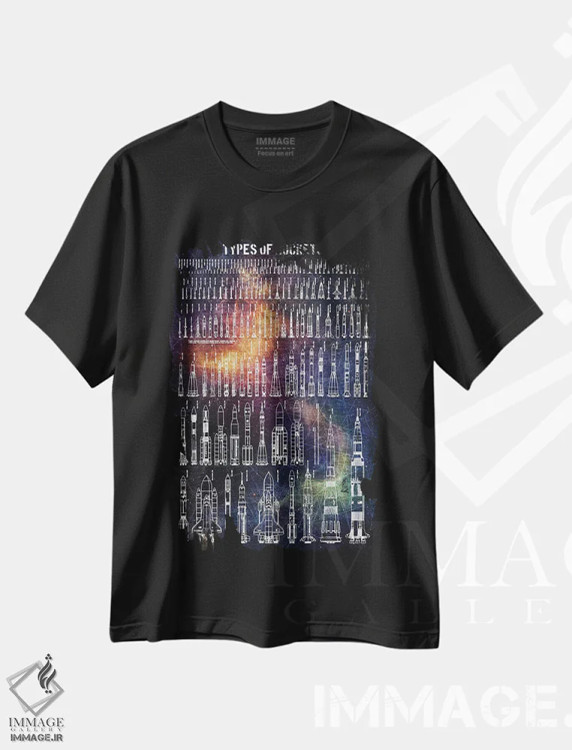 تیشرت مشکی طرح دار انواع موشک ها، تزئینی اثر جوزف فرناندو | immage.ir