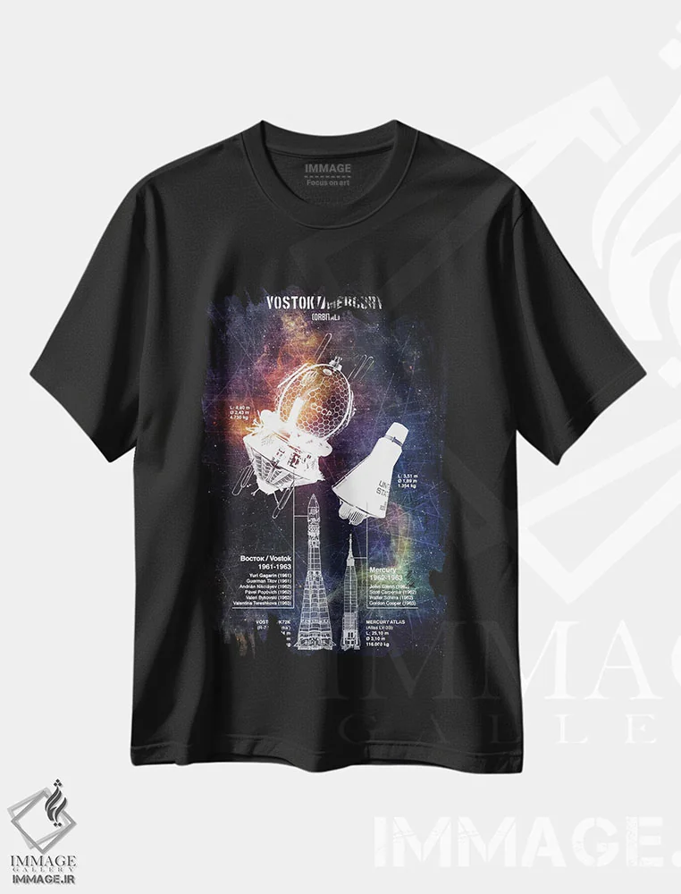 تیشرت مشکی طرح دار مرکوری مرکوری، تزئینی اثر جوزف فرناندو | فروشگاه ایماژ