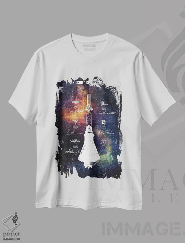 تیشرت سفید طرح دار فضاپیمای مرکوری ۱، تزئینی اثر جوزف فرناندو | فروشگاه ایماژ