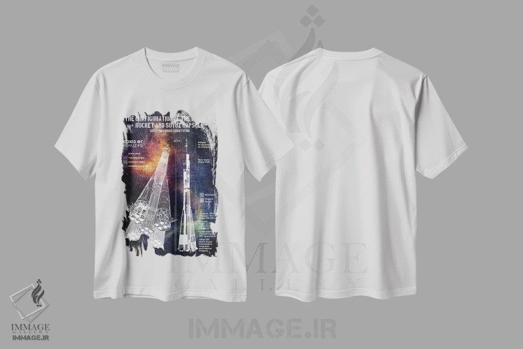 تیشرت سفید طرح دار پیکربندی سایوز-اف جی ۱، تزئینی اثر جوزف فرناندو | immage.ir