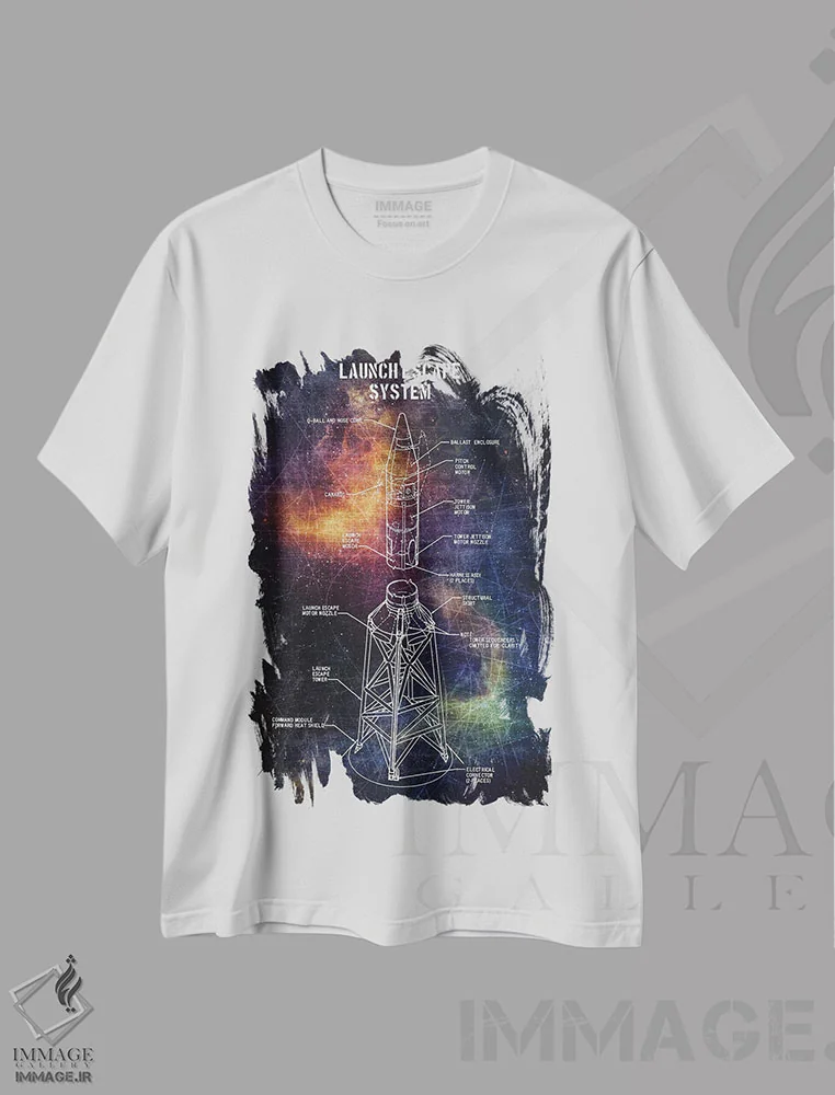 تیشرت سفید طرح دار فرار اضطراری پرتاب، تزئینی اثر جوزف فرناندو | immage.ir