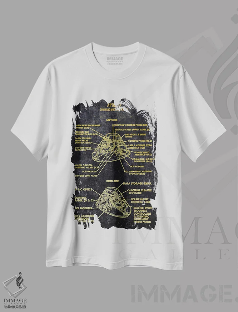 تیشرت سفید طرح دار آپولو طلایی، هنر دیجیتال اثر جوزف فرناندو | immage.ir
