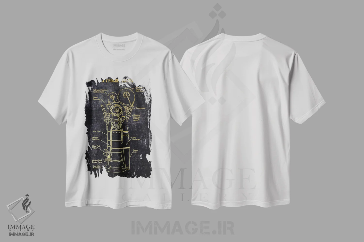 تیشرت سفید طرح دار موتور راکت A-7 - طلایی، هنر دیجیتال اثر جوزف فرناندو | immage.ir