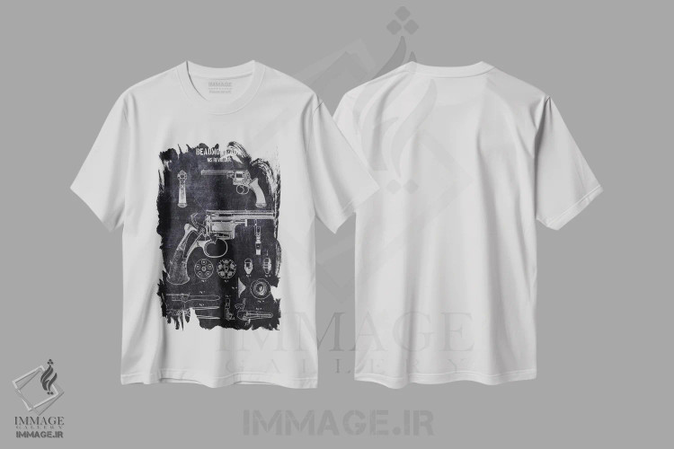 تیشرت سفید طرح دار بومونت آدا، هنر تزئینی سیاه و سفید اثر جوزف فرناندو | فروشگاه ایماژ