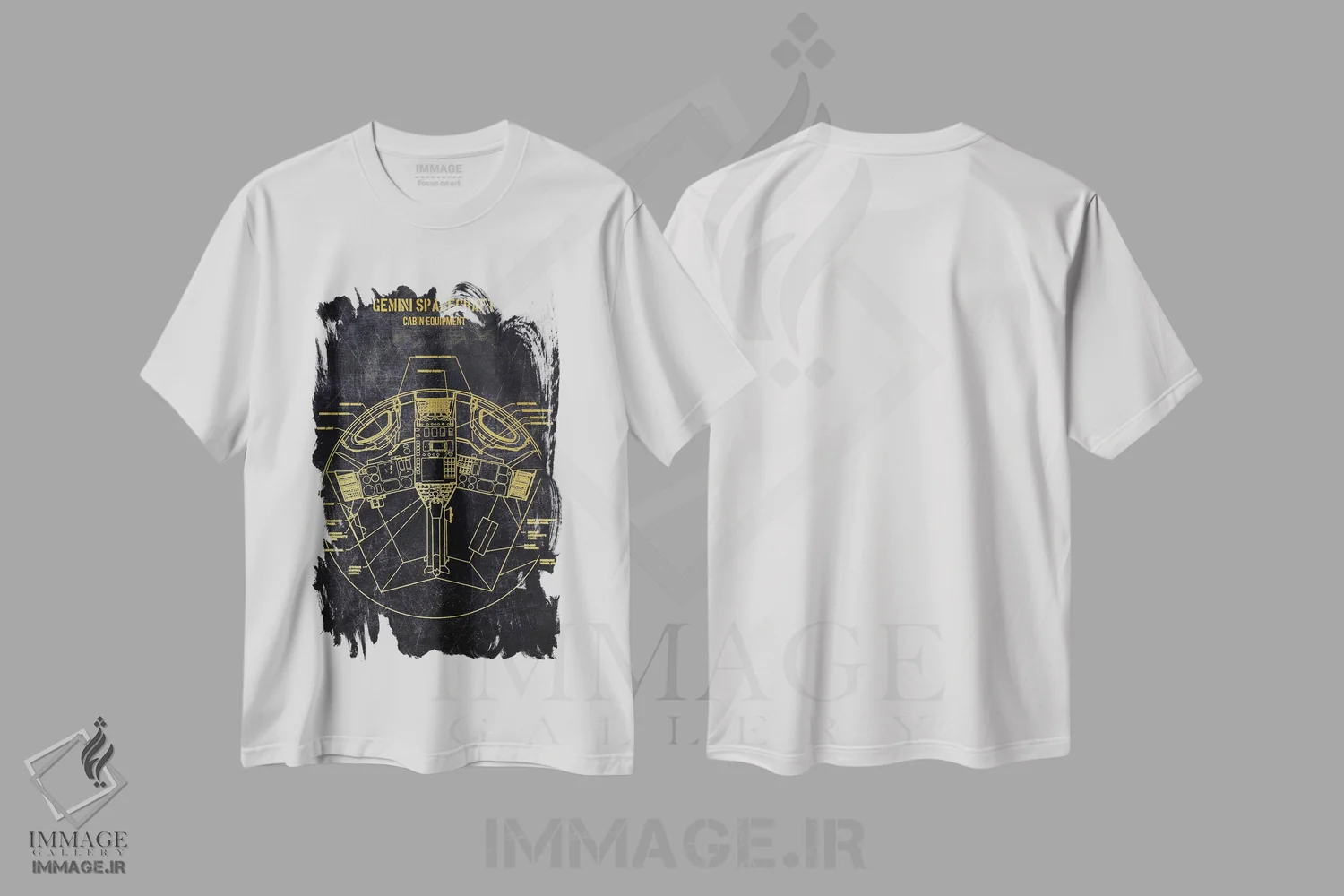 تیشرت سفید طرح دار جمینی، هنر دیجیتال اثر جوزف فرناندو | فروشگاه ایماژ