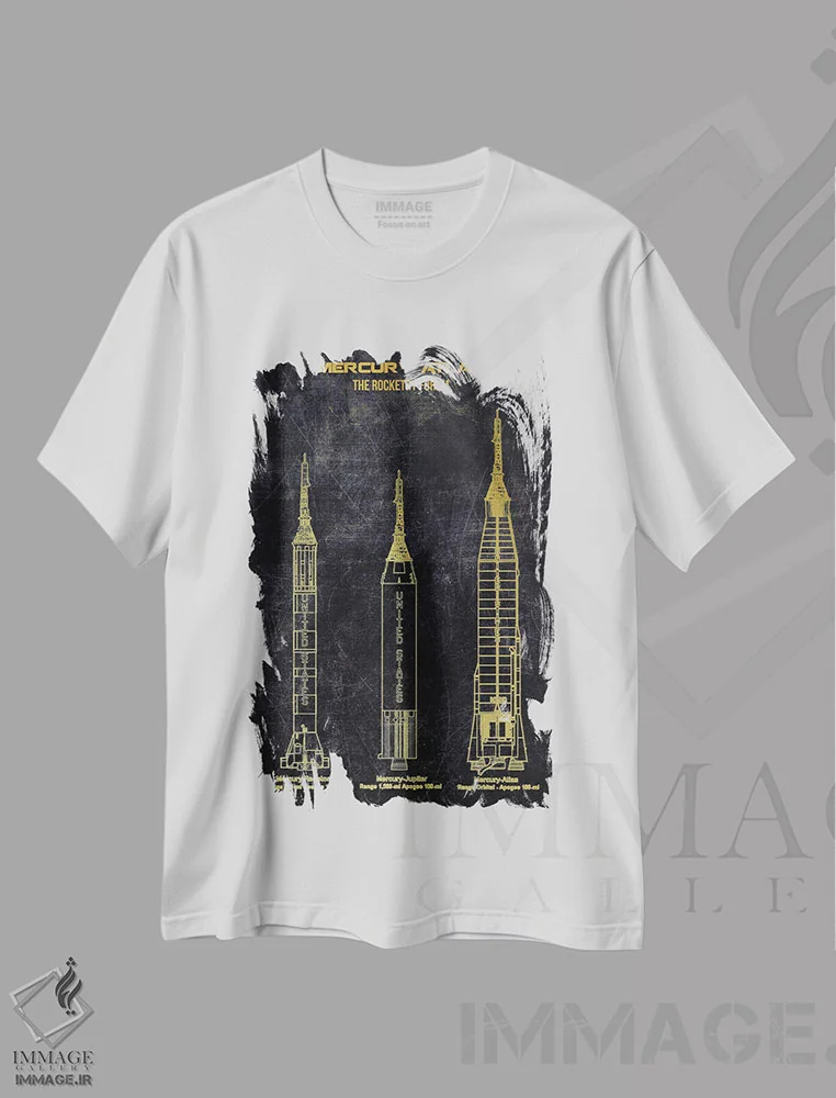 تیشرت سفید طرح دار مرکوری اطلس، هنر دیجیتال اثر جوزف فرناندو | فروشگاه ایماژ