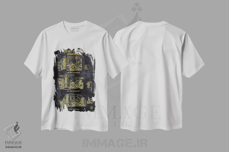 تیشرت سفید طرح دار پیکربندی فضاپیمای مرکوری، هنر دیجیتال اثر جوزف فرناندو | immage.ir