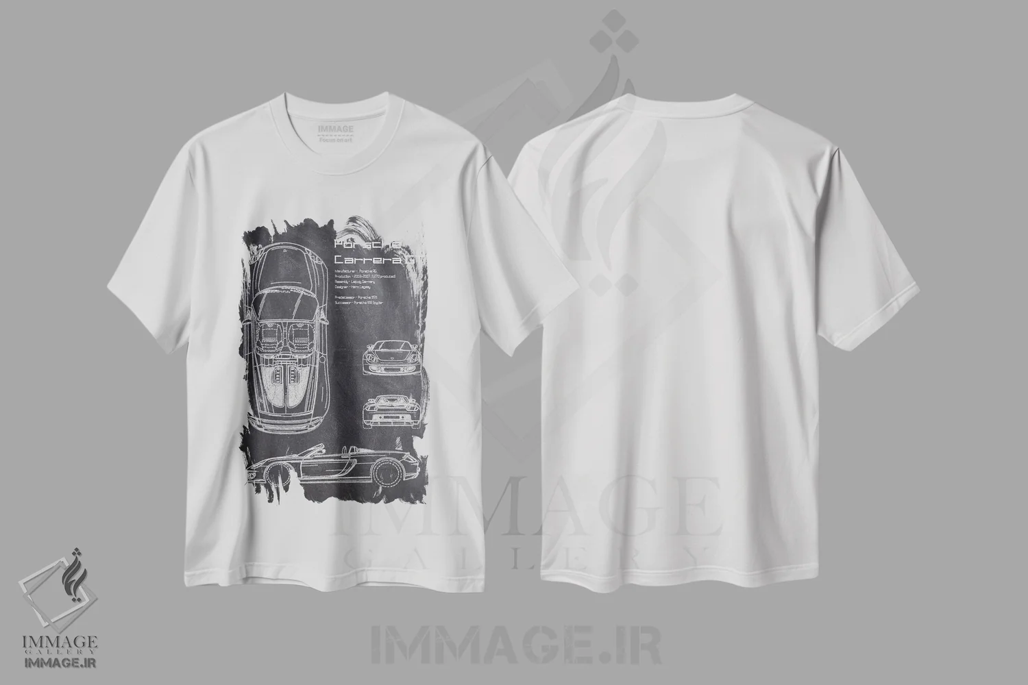 تیشرت سفید طرح دار پورشه کاررا GT، تزئینی اثر جوزف فرناندو | immage.ir
