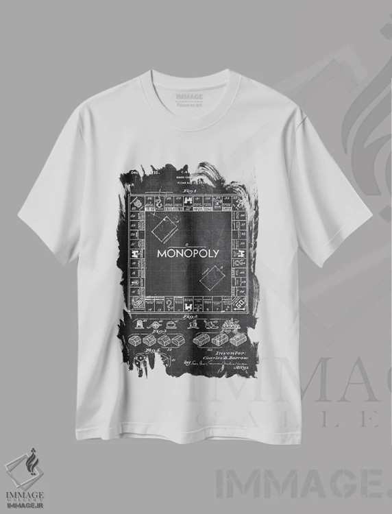 تیشرت سفید طرح دار بازی رومیزی، هنر تزئینی سیاه و سفید اثر جوزف فرناندو | immage.ir