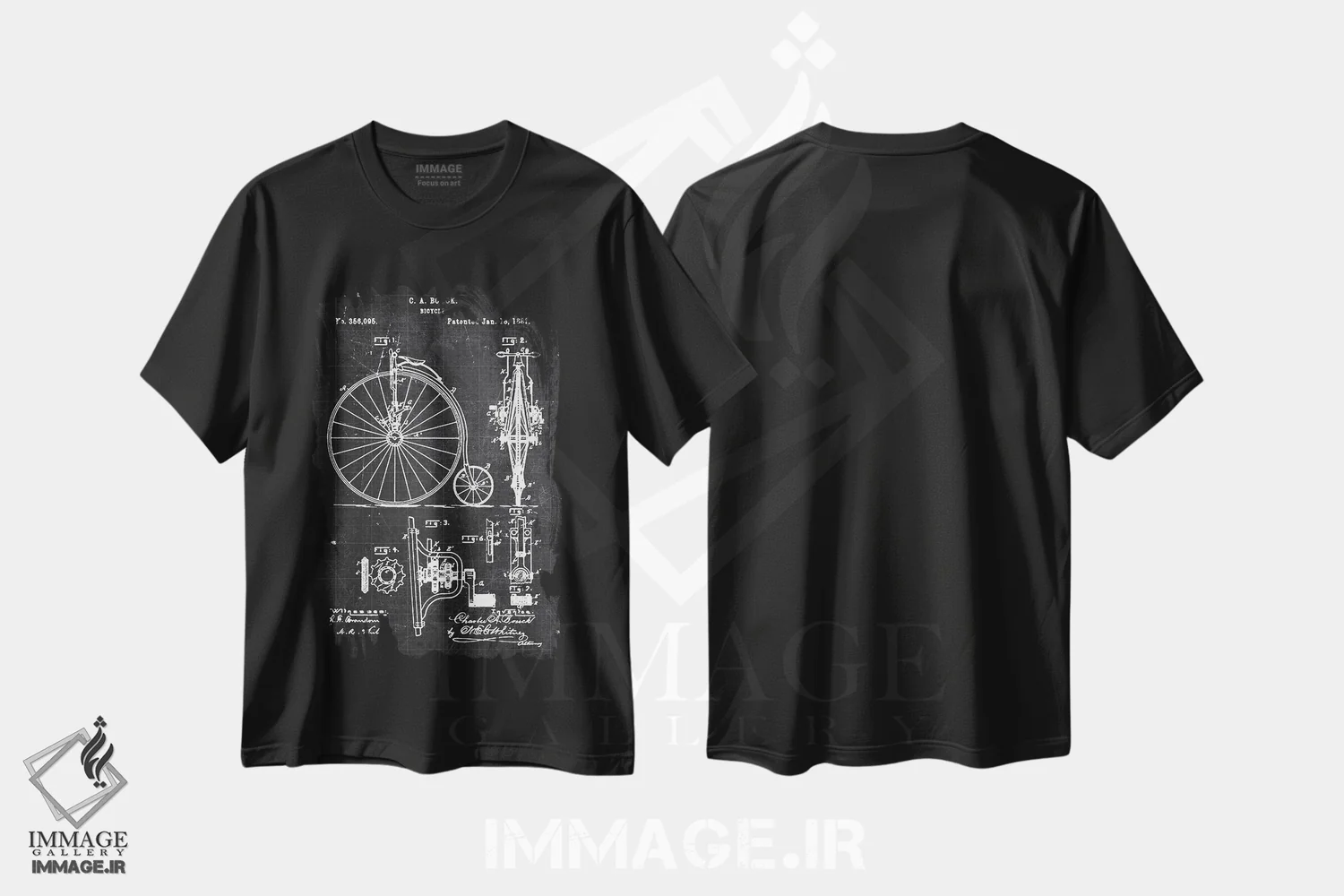 تیشرت مشکی طرح دار دوچرخه، تزئینی اثر جوزف فرناندو | immage.ir