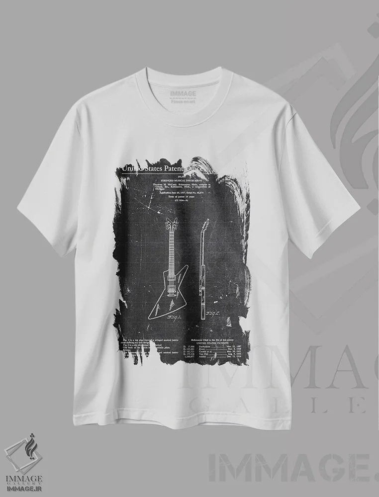 تیشرت سفید طرح دار 865,گیبسون اکسپلورر شماره ۱۸۱۸۶۵، هنر تزئینی سیاه و سفید اثر جوزف فرناندو | immage.ir