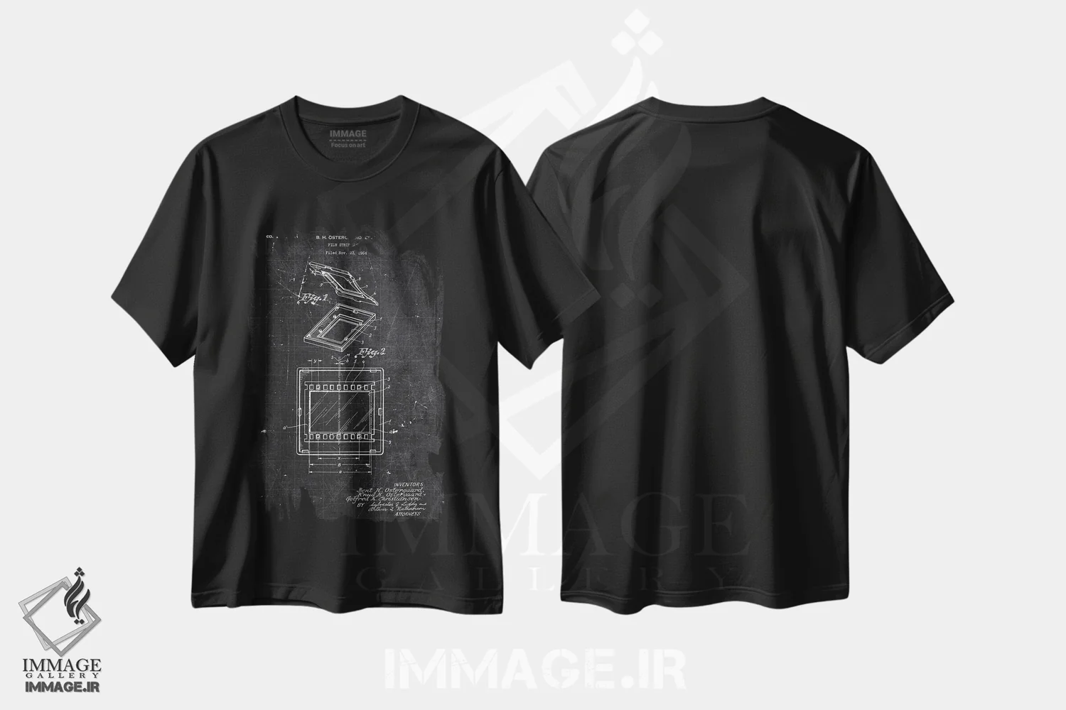 تیشرت مشکی طرح دار 823,476,نوار فیلم شماره ۲۸۲۳۴۷۶، هنر تزئینی سیاه و سفید اثر جوزف فرناندو | immage.ir