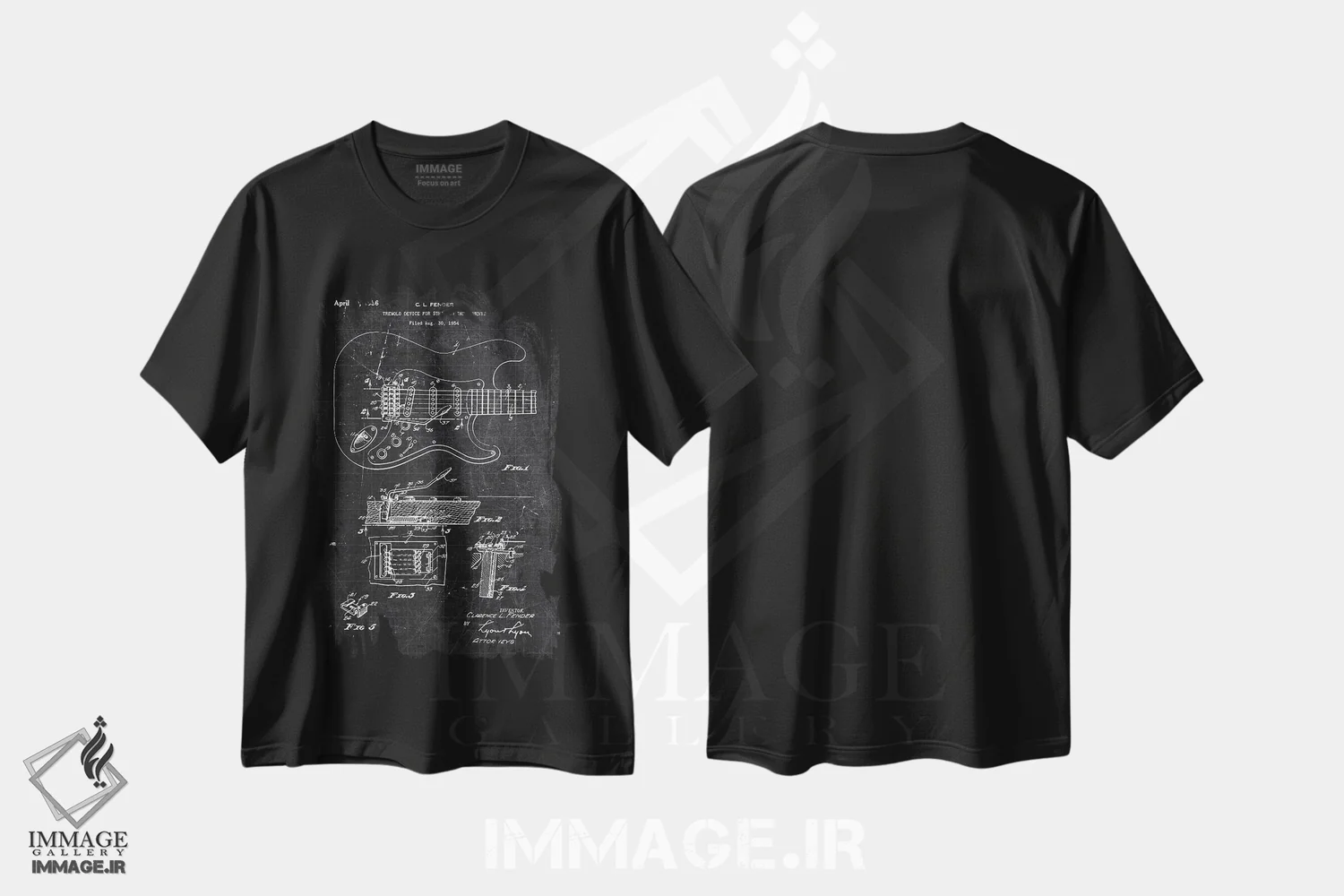 تیشرت مشکی طرح دار دستگاه ترمولو، هنر تزئینی سیاه و سفید اثر جوزف فرناندو | immage.ir