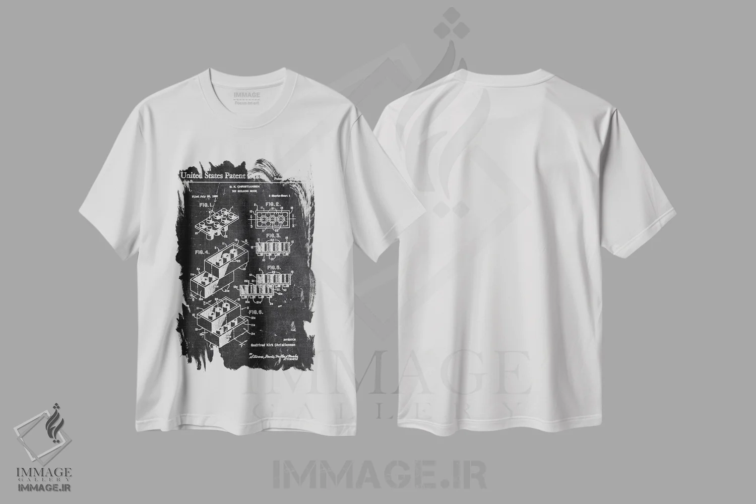 تیشرت سفید طرح دار آجر اسباب بازی، هنر تزئینی سیاه و سفید اثر جوزف فرناندو | immage.ir
