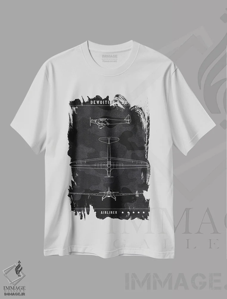 تیشرت سفید طرح دار دواِتین D.33، هنر تزئینی سیاه و سفید اثر جوزف فرناندو | immage.ir