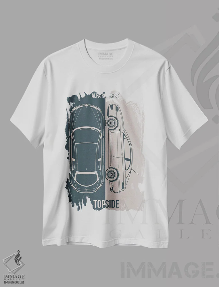 تیشرت سفید طرح دار آلفا رومئو GT، تزئینی اثر جوزف فرناندو | فروشگاه ایماژ