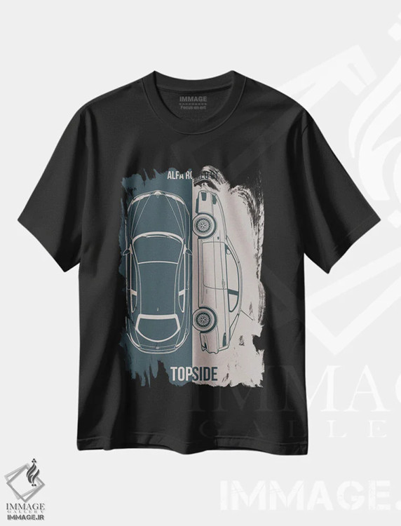 تیشرت مشکی طرح دار آلفا رومئو GT، تزئینی اثر جوزف فرناندو | immage.ir
