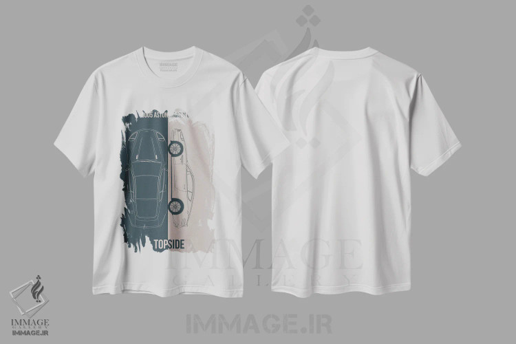 تیشرت سفید طرح دار استون مارتین DB9 مدل ۲۰۰۵، تزئینی اثر جوزف فرناندو | immage.ir