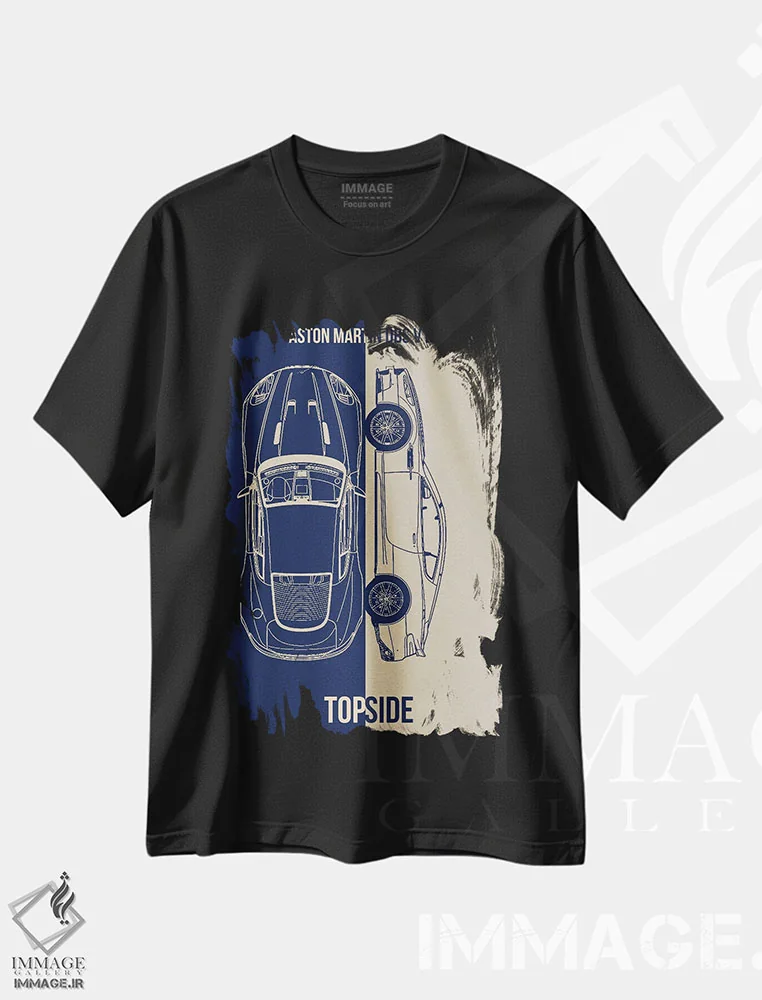 تیشرت مشکی طرح دار استون مارتین DBS 512، تزئینی اثر جوزف فرناندو | فروشگاه ایماژ
