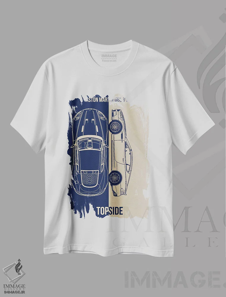 تیشرت سفید طرح دار استون مارتین DBS 512، تزئینی اثر جوزف فرناندو | immage.ir