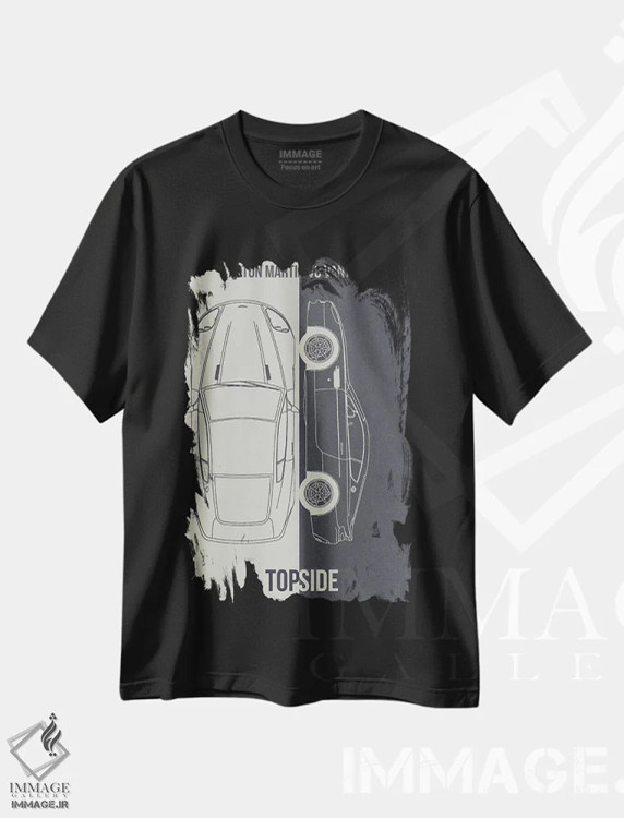 تیشرت مشکی طرح دار استون مارتین V8 ونتیج، تزئینی اثر جوزف فرناندو | immage.ir