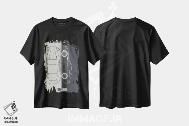 تیشرت مشکی طرح دار استون مارتین V8 ونتیج، تزئینی اثر جوزف فرناندو | immage.ir