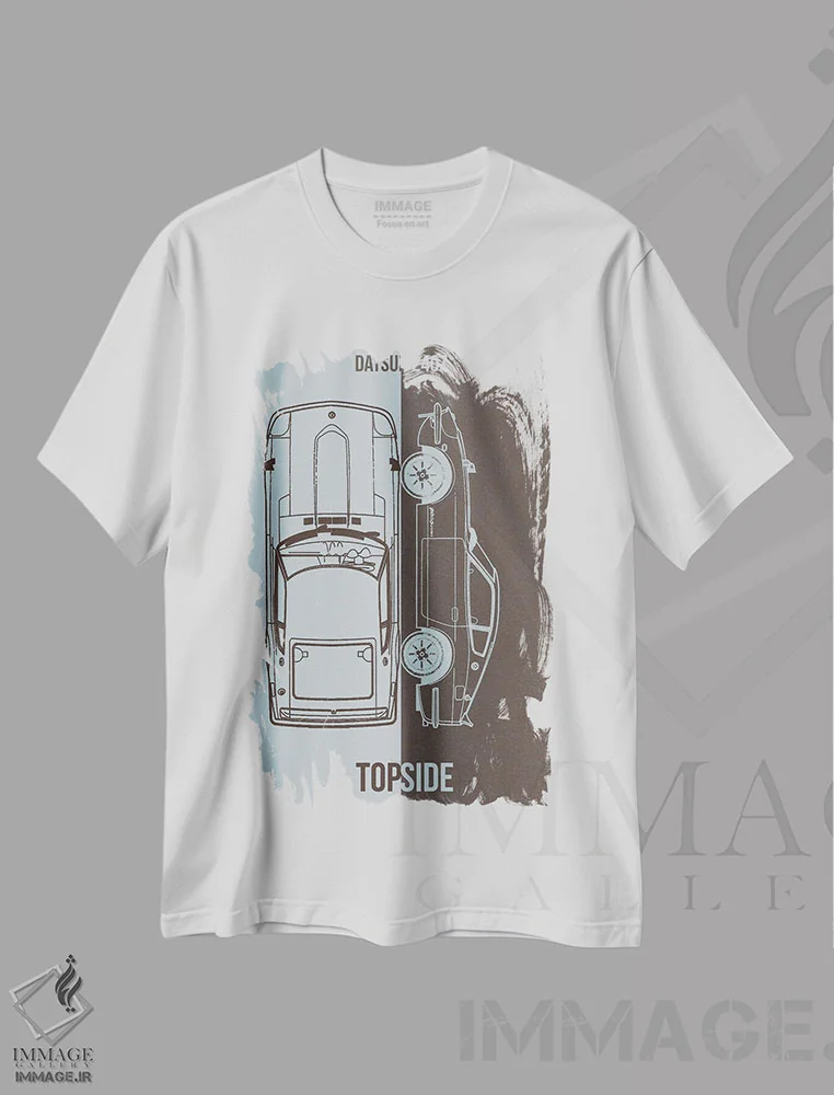 تیشرت سفید طرح دار داتسون ۲۴۰ زد، تزئینی اثر جوزف فرناندو | immage.ir