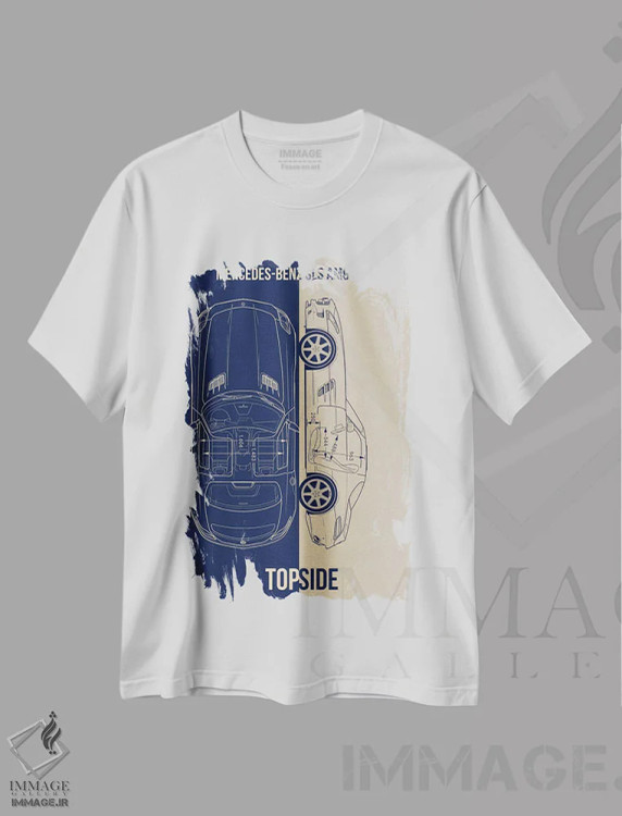 تیشرت سفید طرح دار مرسدس بنز SLS AMG، تزئینی اثر جوزف فرناندو | فروشگاه ایماژ