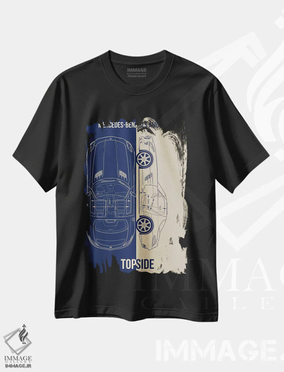 تیشرت مشکی طرح دار مرسدس بنز SLS AMG، تزئینی اثر جوزف فرناندو | immage.ir