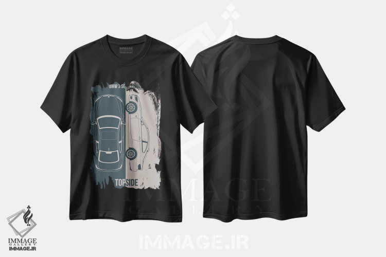 تیشرت مشکی طرح دار بی ام و سری ۳، تزئینی اثر جوزف فرناندو | فروشگاه ایماژ