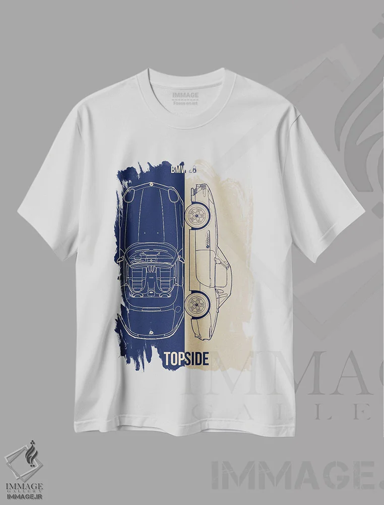 تیشرت سفید طرح دار بی ام و Z8، تزئینی اثر جوزف فرناندو | فروشگاه ایماژ