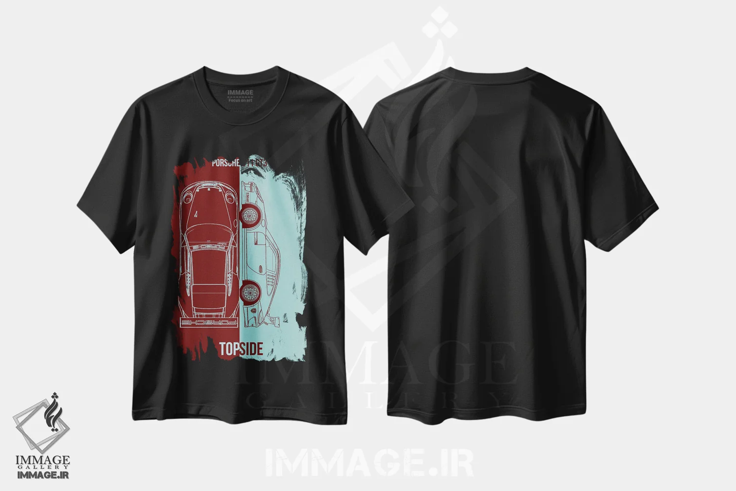 تیشرت مشکی طرح دار پورشه ۹۱۱ GT3 مدل I، تزئینی اثر جوزف فرناندو | فروشگاه ایماژ