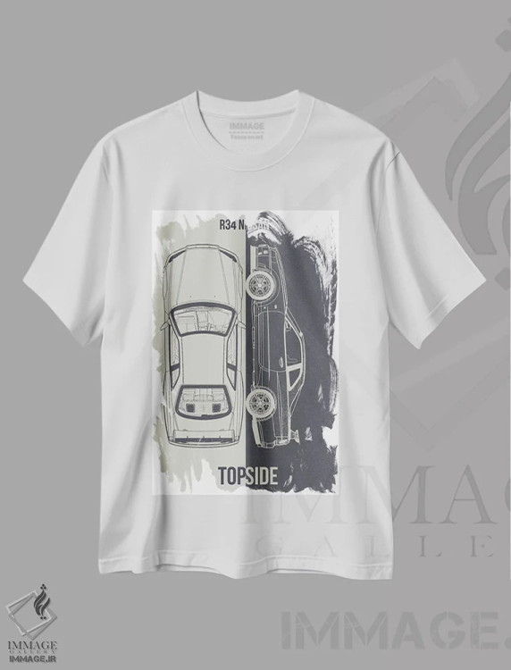 تیشرت سفید طرح دار پورشه ۹۴۴ توربو، تزئینی اثر جوزف فرناندو | فروشگاه ایماژ