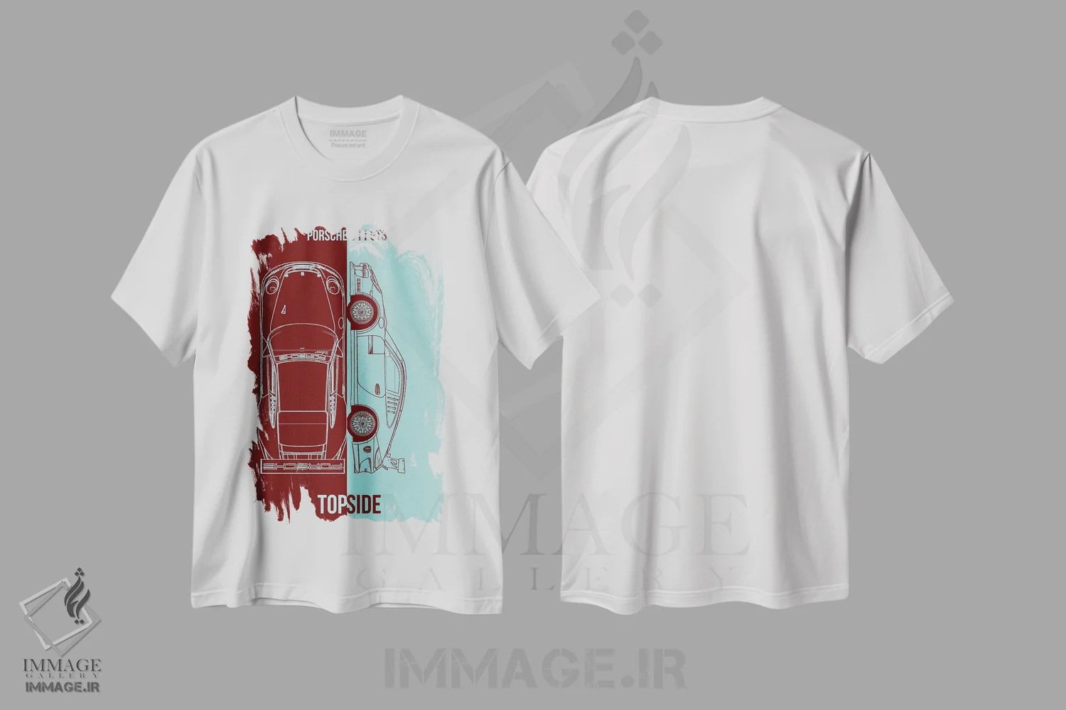 تیشرت سفید طرح دار پورشه ۹۱۱ GT3 مدل I، تزئینی اثر جوزف فرناندو | immage.ir