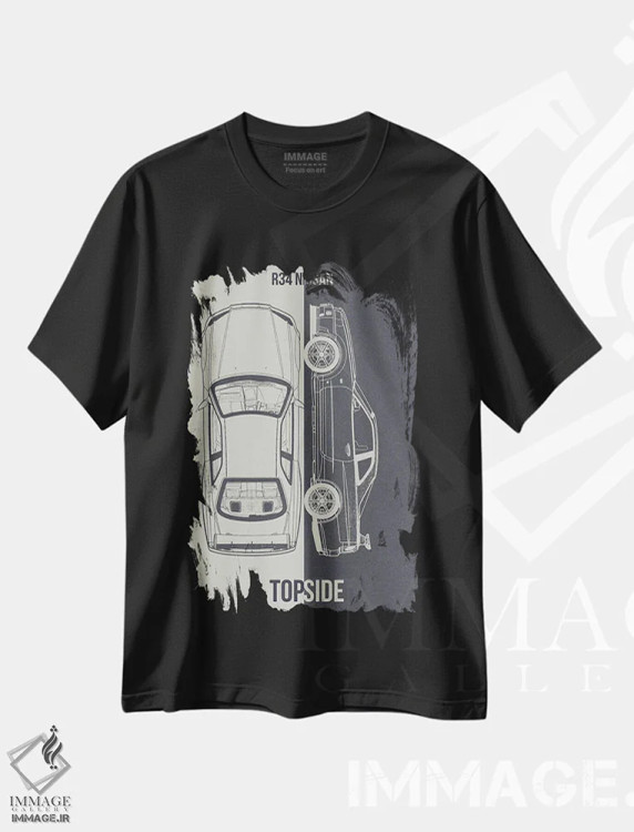 تیشرت مشکی طرح دار نیسان آر۳۴، تزئینی اثر جوزف فرناندو | فروشگاه ایماژ
