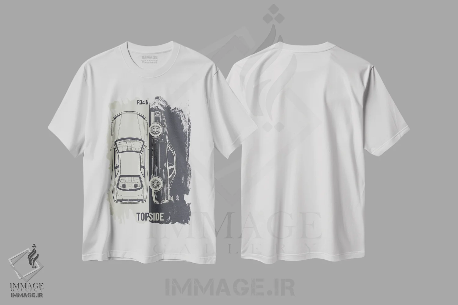 تیشرت سفید طرح دار نیسان آر۳۴، تزئینی اثر جوزف فرناندو | immage.ir