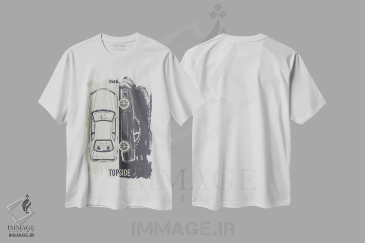 تیشرت سفید طرح دار نیسان آر۳۴، تزئینی اثر جوزف فرناندو | immage.ir