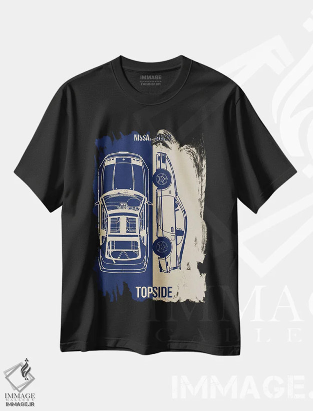 تیشرت مشکی طرح دار نیسان ۳۰۰ زد ایکس، تزئینی اثر جوزف فرناندو | فروشگاه ایماژ