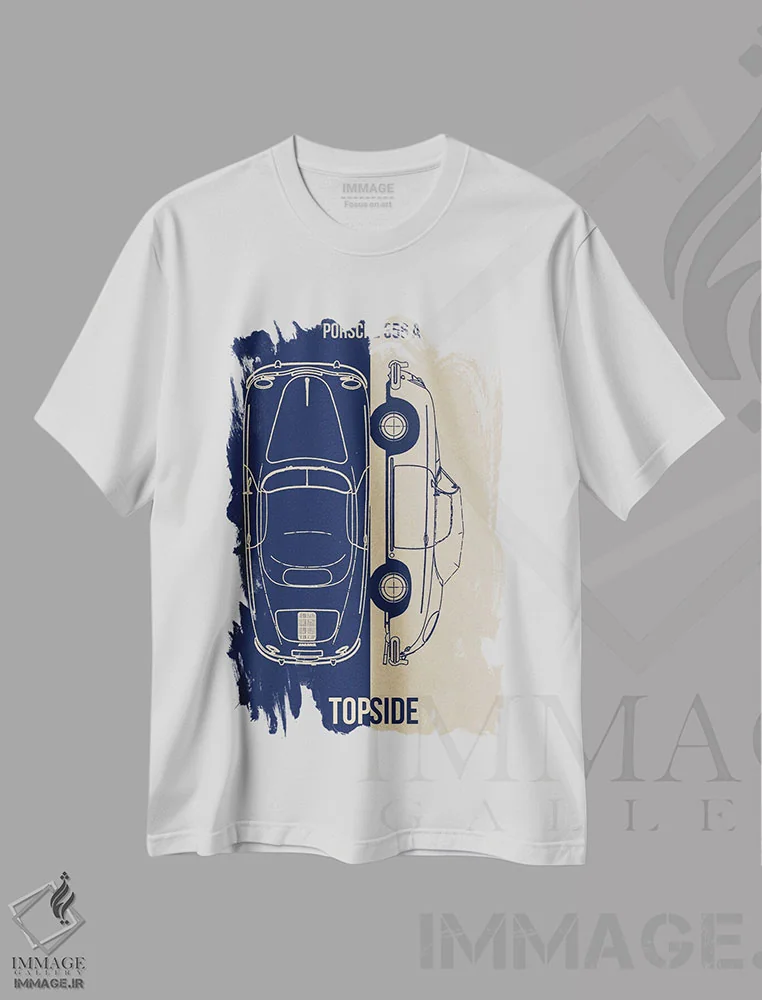 تیشرت سفید طرح دار پورشه ۳۵۶ اِی، تزئینی اثر جوزف فرناندو | فروشگاه ایماژ