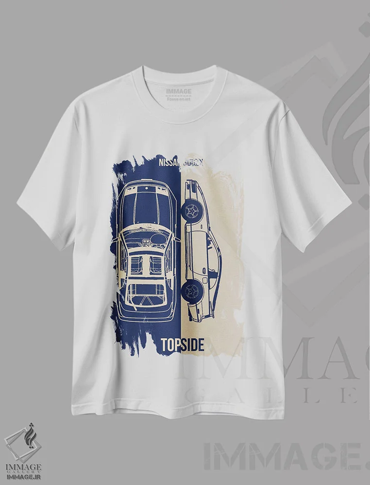 تیشرت سفید طرح دار نیسان ۳۰۰ زد ایکس، تزئینی اثر جوزف فرناندو | immage.ir
