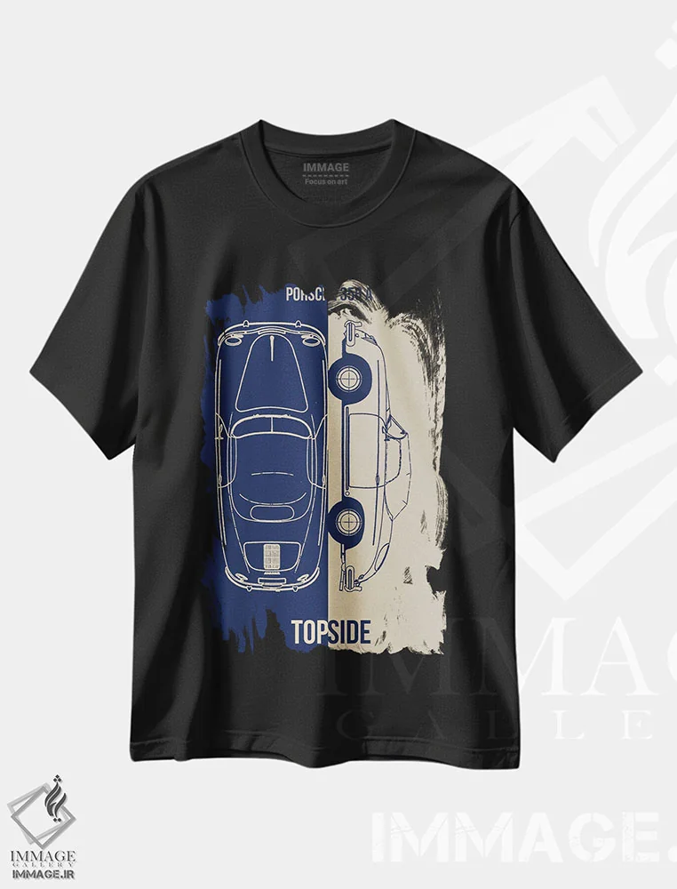 تیشرت مشکی طرح دار پورشه ۳۵۶ اِی، تزئینی اثر جوزف فرناندو | immage.ir