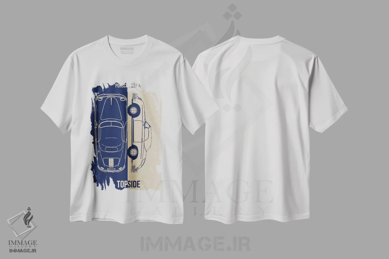 تیشرت سفید طرح دار پورشه ۳۵۶ اِی، تزئینی اثر جوزف فرناندو | فروشگاه ایماژ