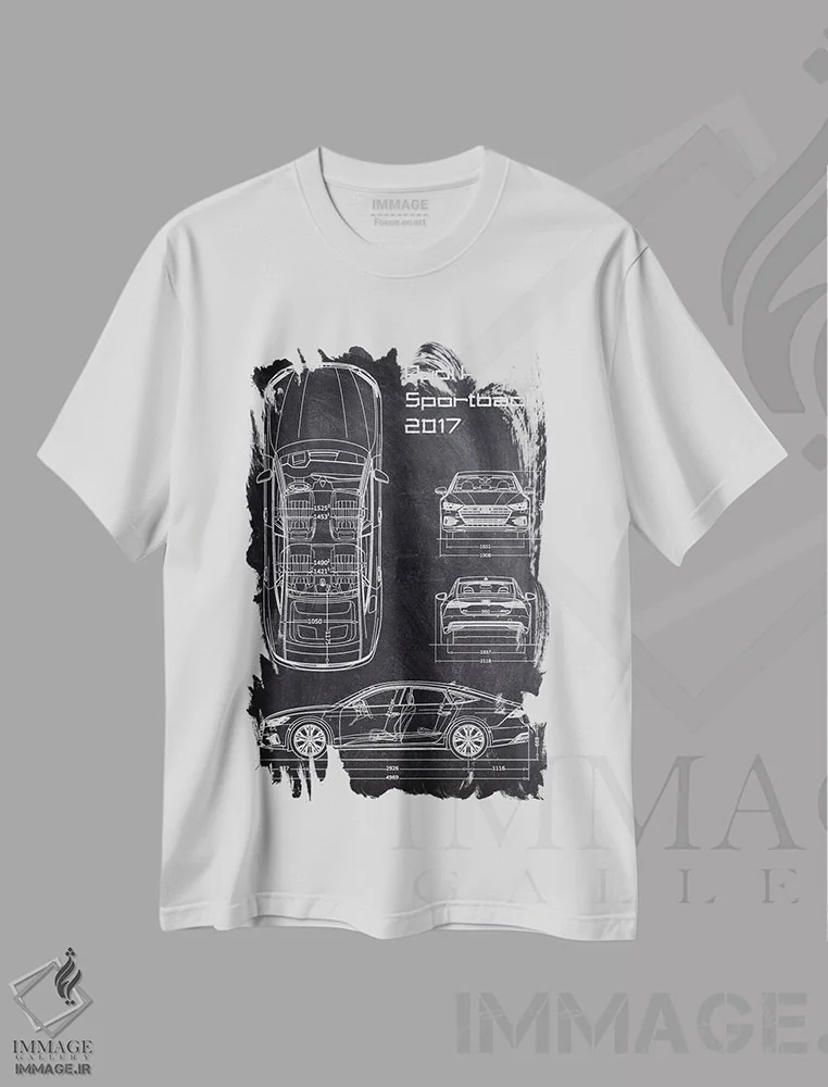 تیشرت سفید طرح دار آئودی آ۷ اسپرت بک ۲۰۱۷، هنر تزئینی سیاه و سفید اثر جوزف فرناندو | immage.ir