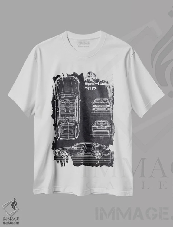 تیشرت سفید طرح دار آئودی آ۷ اسپرت بک ۲۰۱۷، هنر تزئینی سیاه و سفید اثر جوزف فرناندو | immage.ir