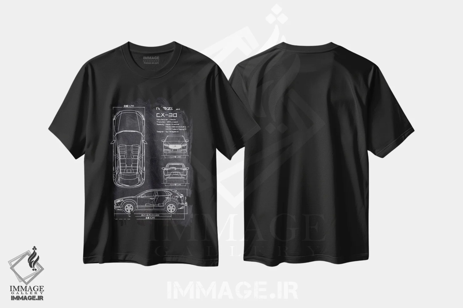 تیشرت مشکی طرح دار مزدا سی ایکس-۳۰، تزئینی اثر جوزف فرناندو | immage.ir