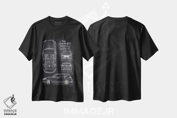 تیشرت مشکی طرح دار مزدا سی ایکس-۵ مدل ۲۰۱۷، تزئینی اثر جوزف فرناندو | immage.ir