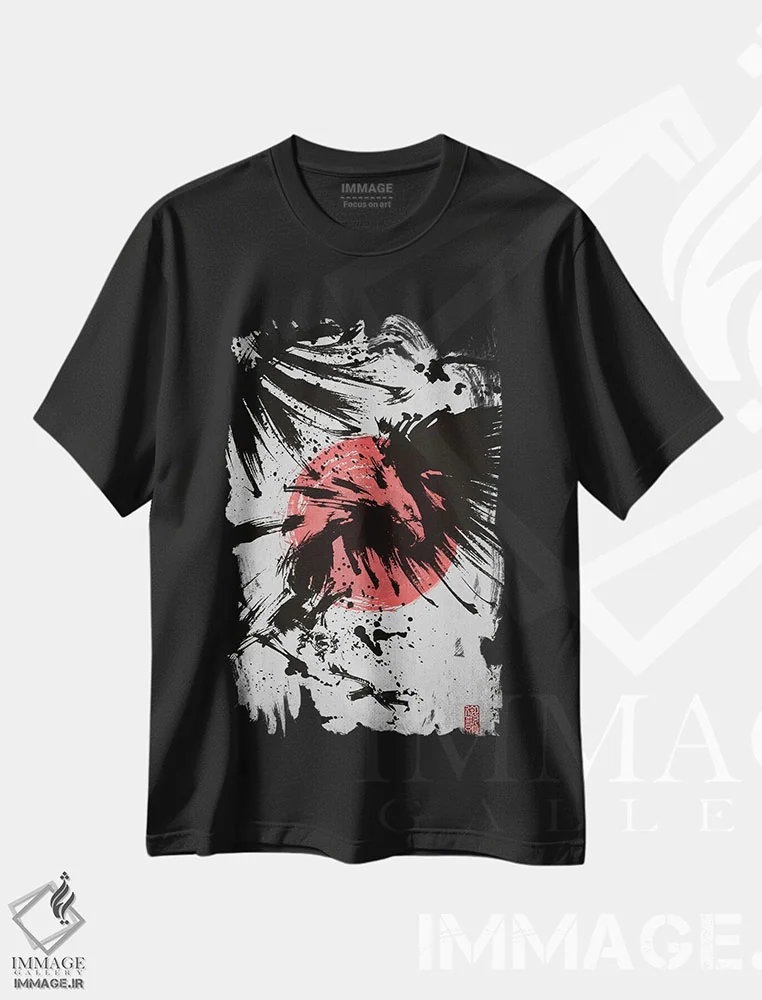 تیشرت مشکی طرح دار عقاب سامورایی، دکور آسیایی اثر جوزف فرناندو | immage.ir