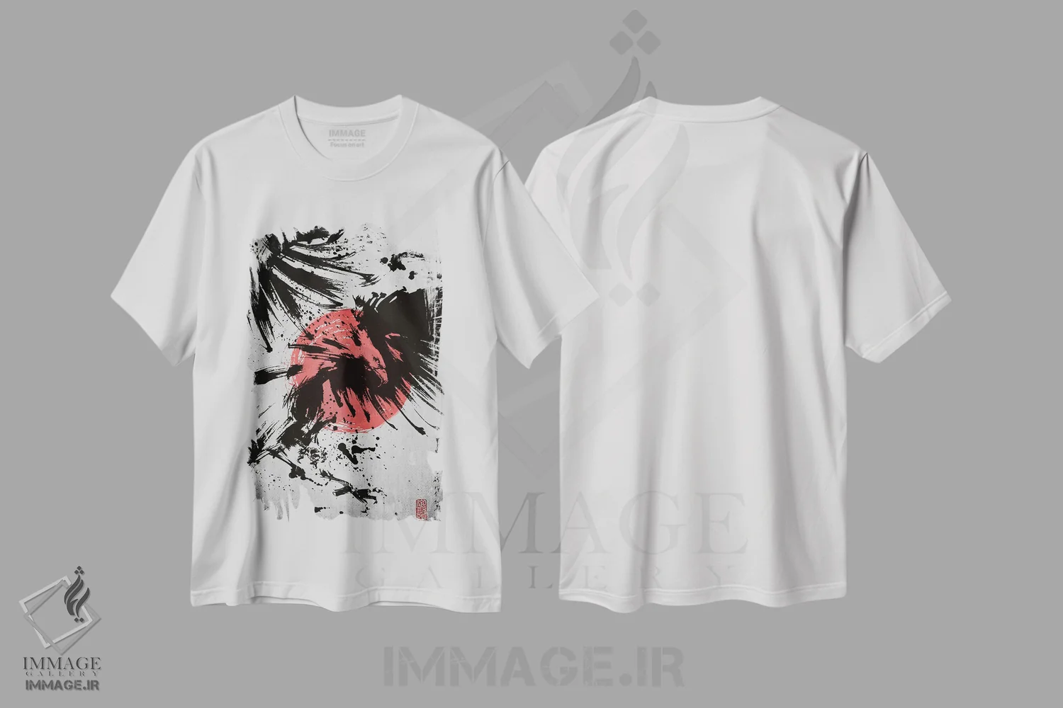 تیشرت سفید طرح دار عقاب سامورایی، دکور آسیایی اثر جوزف فرناندو | فروشگاه ایماژ