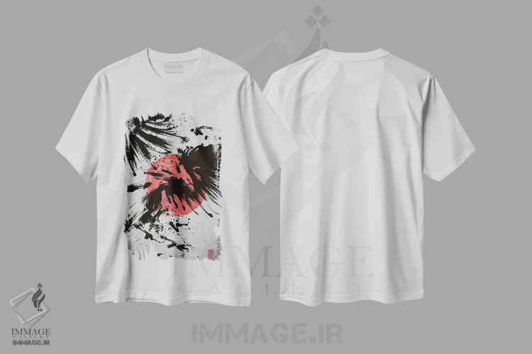 تیشرت سفید طرح دار عقاب سامورایی، دکور آسیایی اثر جوزف فرناندو | فروشگاه ایماژ